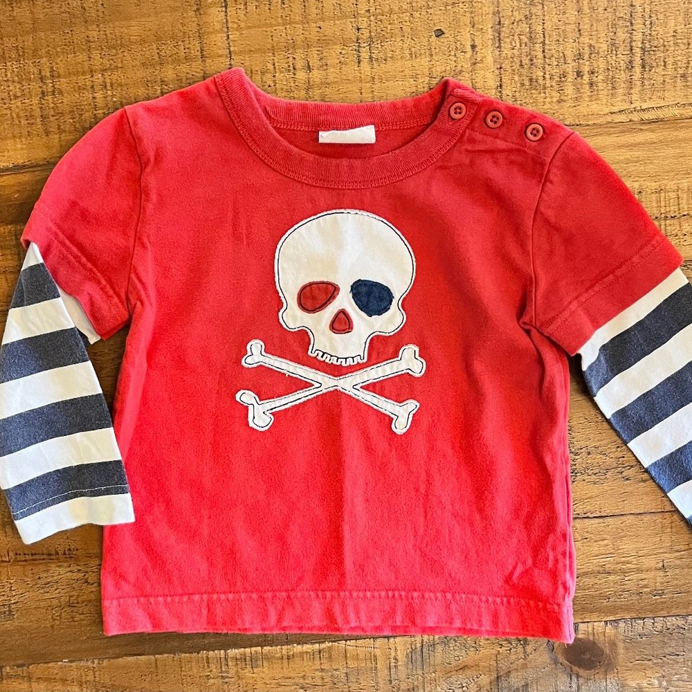 Boys Mini Boden Skull Long Sleeve Tee Size 1.5-2